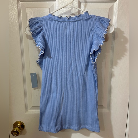 NWT Loft Light Blue White Ruffle Tank Top Blouse - Picture 5 of 6